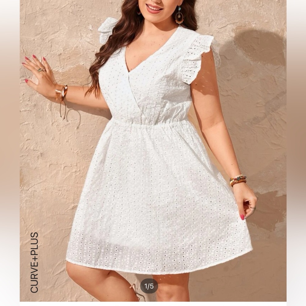 Short White Ruffle Sleeve Dress